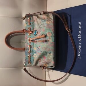 "Dooney & Bourke" Light Blue Scribble "E/W Tassel, XBody"